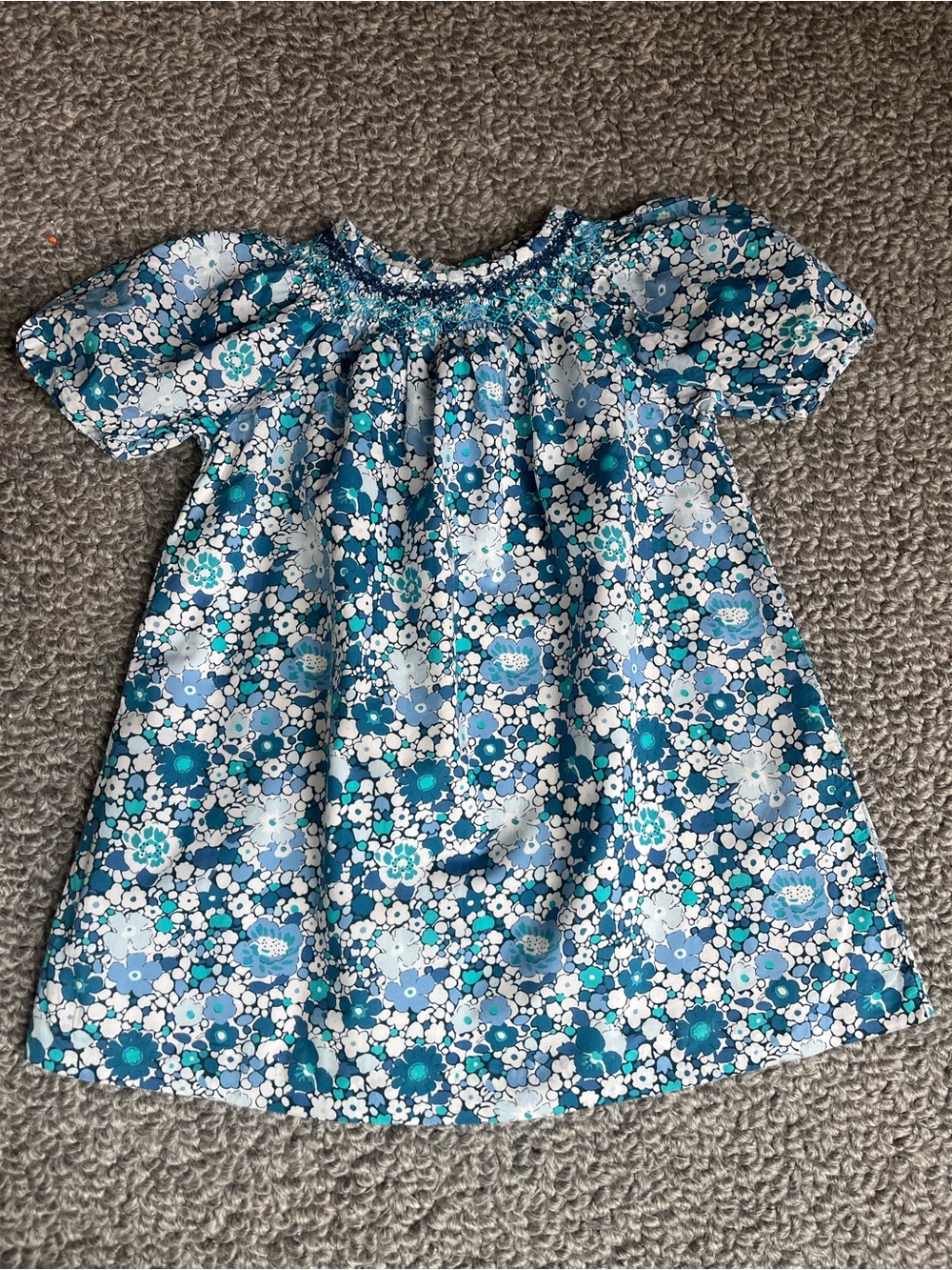 Jacadi Blue Floral Smocked Dress